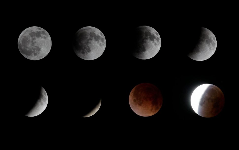 Las fases del eclipse total de Luna. EFE 