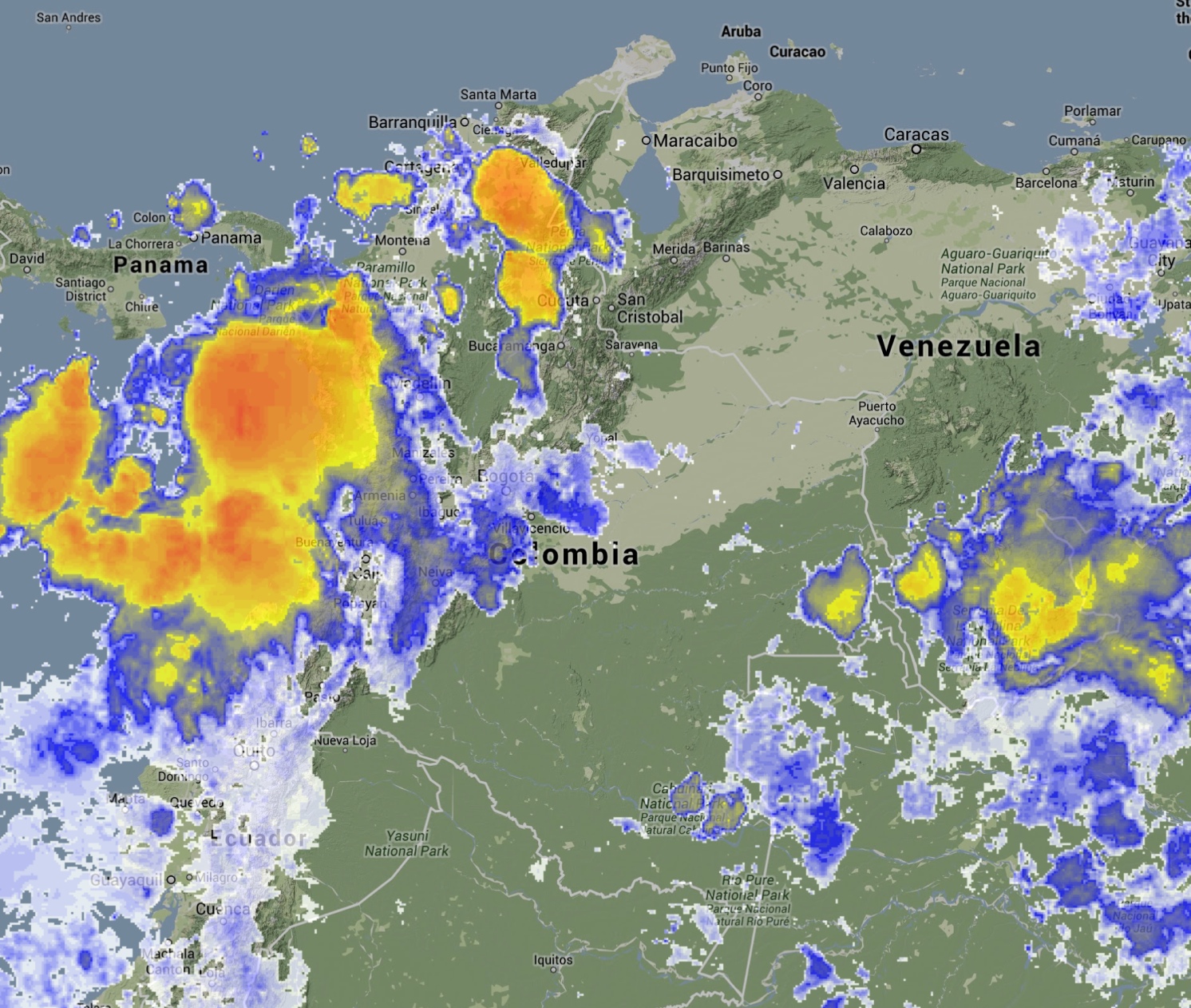 Imagen satelital de Colombia 20 de mayo de 2014